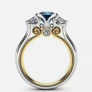 LOVELY BLUE AND WHITE FAUX SAPPHIRE WEDDING ENGAGEMENT RINGS